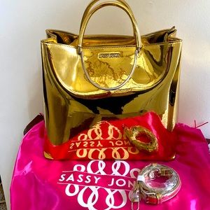 Sassy Jones, gold metallic tote bag.  New w/o tags. Very roomy inside.